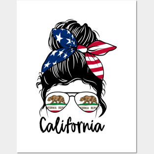 California girl Messy bun , American Girl , California Flag Posters and Art